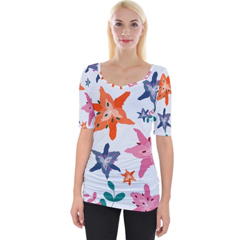 Flowers-5 Wide Neckline Tee by nateshop