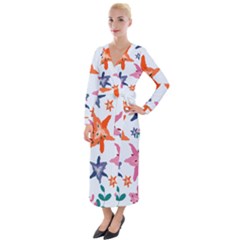 Flowers-5 Velvet Maxi Wrap Dress by nateshop