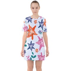 Flowers-5 Sixties Short Sleeve Mini Dress by nateshop