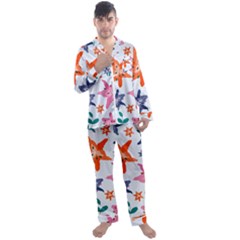 Flowers-5 Men s Long Sleeve Satin Pajamas Set by nateshop