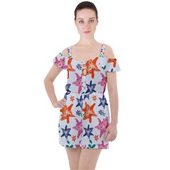 Flowers-5 Ruffle Cut Out Chiffon Playsuit by nateshop