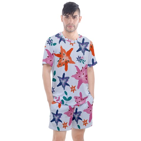 Flowers-5 Men s Mesh Tee And Shorts Set by nateshop