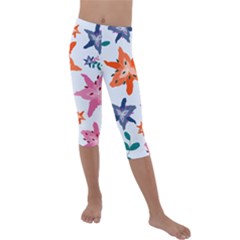 Flowers-5 Kids  Lightweight Velour Capri Leggings  by nateshop