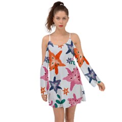 Flowers-5 Kimono Sleeves Boho Dress by nateshop