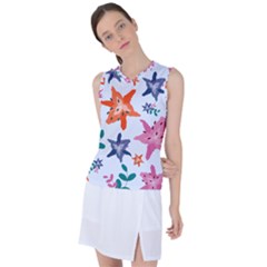 Flowers-5 Women s Sleeveless Sports Top