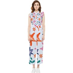 Flowers-5 Women s Frill Top Chiffon Jumpsuit by nateshop