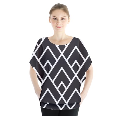 Geometry Batwing Chiffon Blouse by nateshop