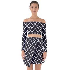 Geometry Off Shoulder Top With Skirt Set by nateshop