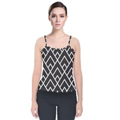 Geometry Velvet Spaghetti Strap Top by nateshop