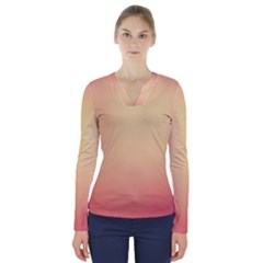 Gradient V-neck Long Sleeve Top by nateshop