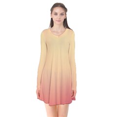 Gradient Long Sleeve V-neck Flare Dress by nateshop