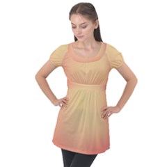 Gradient Puff Sleeve Tunic Top by nateshop