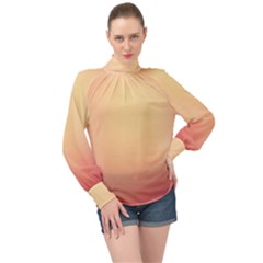 Gradient High Neck Long Sleeve Chiffon Top by nateshop