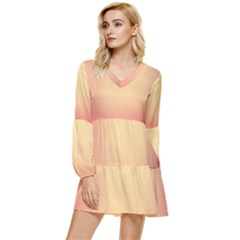 Gradient Tiered Long Sleeve Mini Dress by nateshop