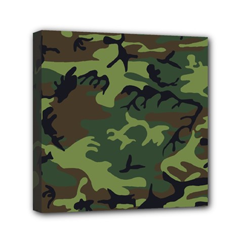 Green Brown Camouflage Mini Canvas 6  X 6  (stretched) by nateshop