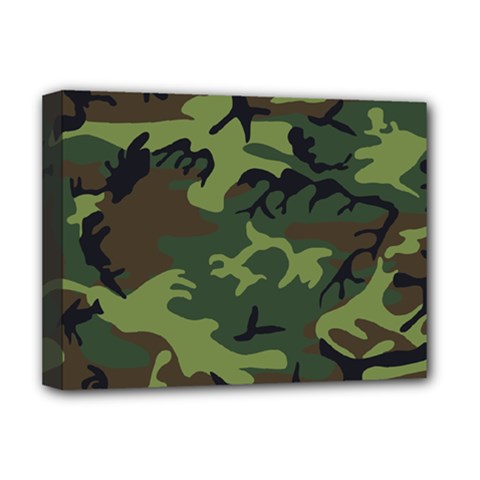 Green Brown Camouflage Deluxe Canvas 16  X 12  (stretched)  by nateshop