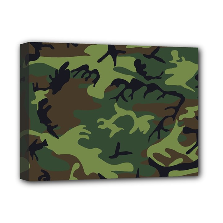 Green Brown Camouflage Deluxe Canvas 16  x 12  (Stretched) 