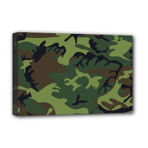 Green Brown Camouflage Deluxe Canvas 18  X 12  (stretched) by nateshop