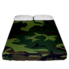 Green Brown Camouflage Fitted Sheet (king Size) by nateshop