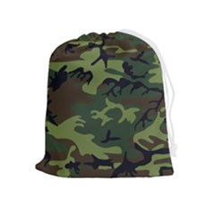 Green Brown Camouflage Drawstring Pouch (xl) by nateshop