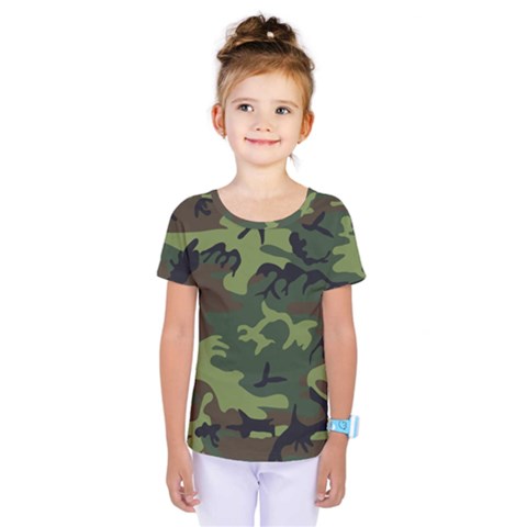 Green Brown Camouflage Kids  One Piece Tee by nateshop