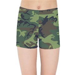 Green Brown Camouflage Kids  Sports Shorts by nateshop