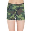 Green Brown Camouflage Kids  Sports Shorts View1