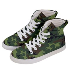 Green Brown Camouflage Men s Hi-top Skate Sneakers by nateshop