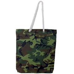 Green Brown Camouflage Full Print Rope Handle Tote (large) by nateshop