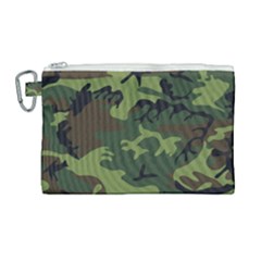 Green Brown Camouflage Canvas Cosmetic Bag (large) by nateshop