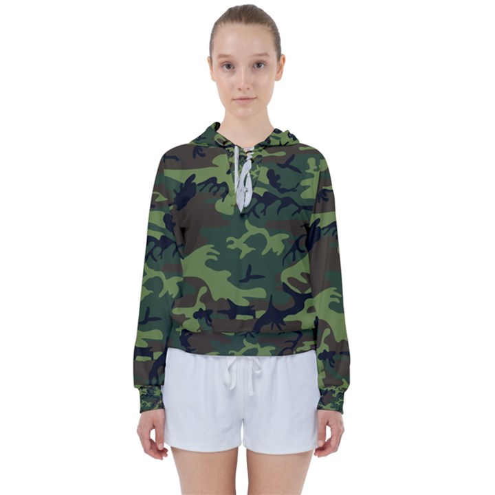 Green Brown Camouflage Women s Tie Up Sweat