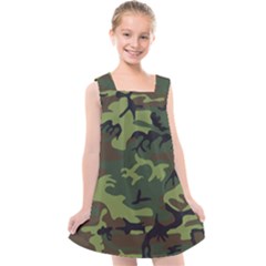 Green Brown Camouflage Kids  Cross Back Dress by nateshop