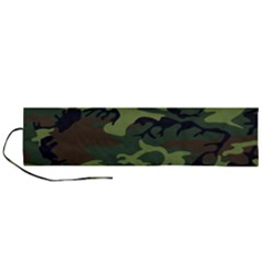 Green Brown Camouflage Roll Up Canvas Pencil Holder (l) by nateshop