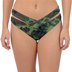 Green Brown Camouflage Double Strap Halter Bikini Bottom by nateshop