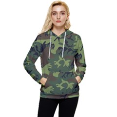 Green Brown Camouflage Women s Lightweight Drawstring Hoodie