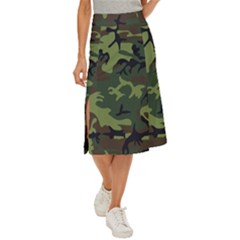 Green Brown Camouflage Midi Panel Skirt by nateshop