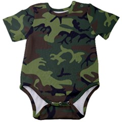 Green Brown Camouflage Baby Short Sleeve Onesie Bodysuit by nateshop