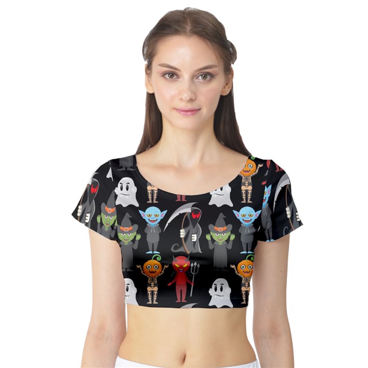 Halloween Short Sleeve Crop Top