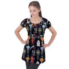 Halloween Puff Sleeve Tunic Top by nateshop