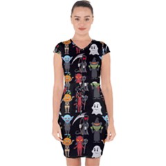 Halloween Capsleeve Drawstring Dress  by nateshop