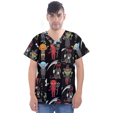 Halloween Men s V-neck Scrub Top by nateshop