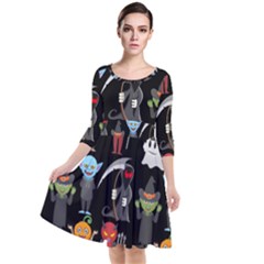 Halloween Quarter Sleeve Waist Band Dress by nateshop