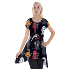 Halloween Short Sleeve Side Drop Tunic by nateshop