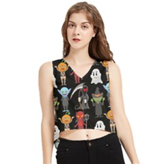 Halloween V-neck Cropped Tank Top by nateshop