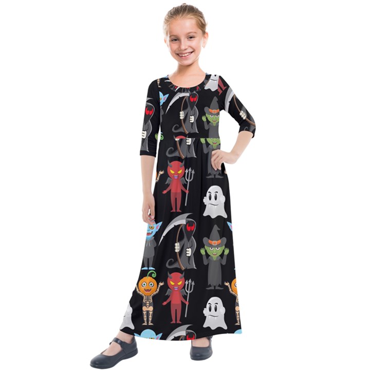 Halloween Kids  Quarter Sleeve Maxi Dress