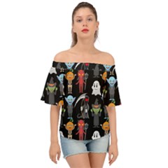 Halloween Off Shoulder Short Sleeve Top by nateshop