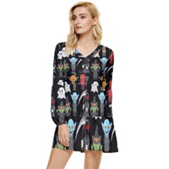 Halloween Tiered Long Sleeve Mini Dress by nateshop