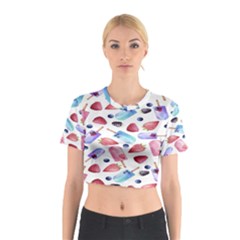 Ice Cream,strobery Cotton Crop Top by nateshop