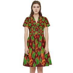 Illustration Short Sleeve Waist Detail Dress by nateshop