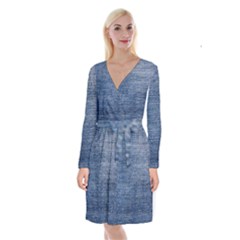 Jeans Long Sleeve Velvet Front Wrap Dress by nateshop